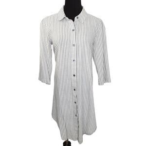 Eileen Fisher Hemp Organic Cotton Striped Shirt Dress Collared Button Up XS